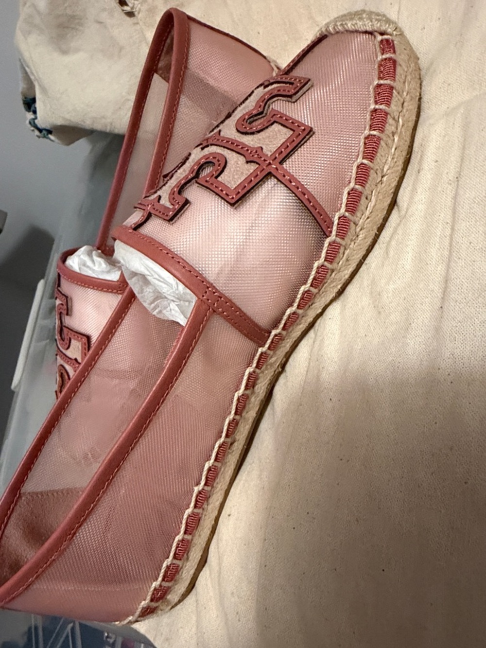 Tory Burch Rose Pink Espadrille Slip-On Flats - Picture 4 of 5